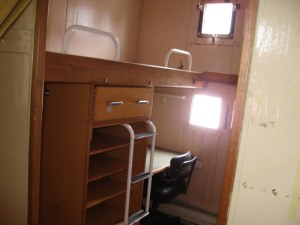 The bunks inside the dongas all looked like this, but this is the special one for the OiC. He had his own desk. 